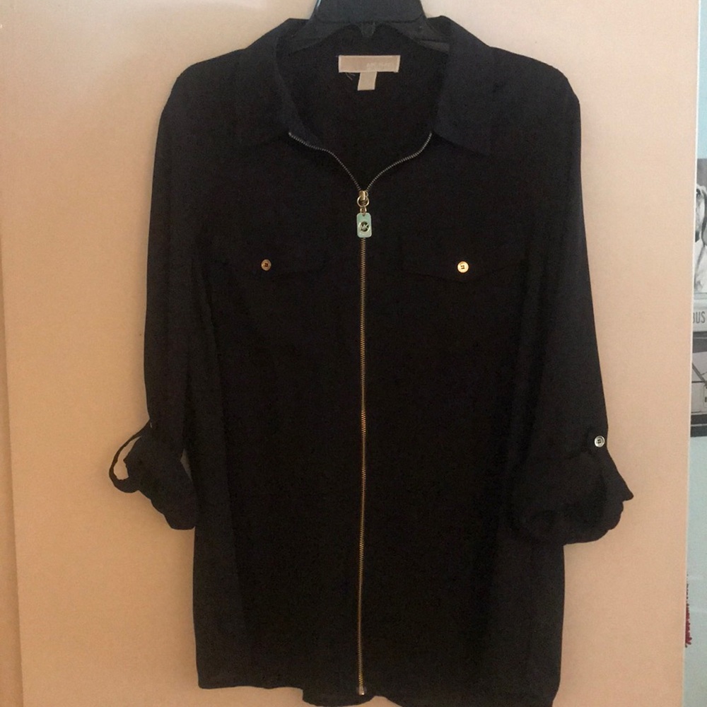 Black Michael Kors zip up blouse